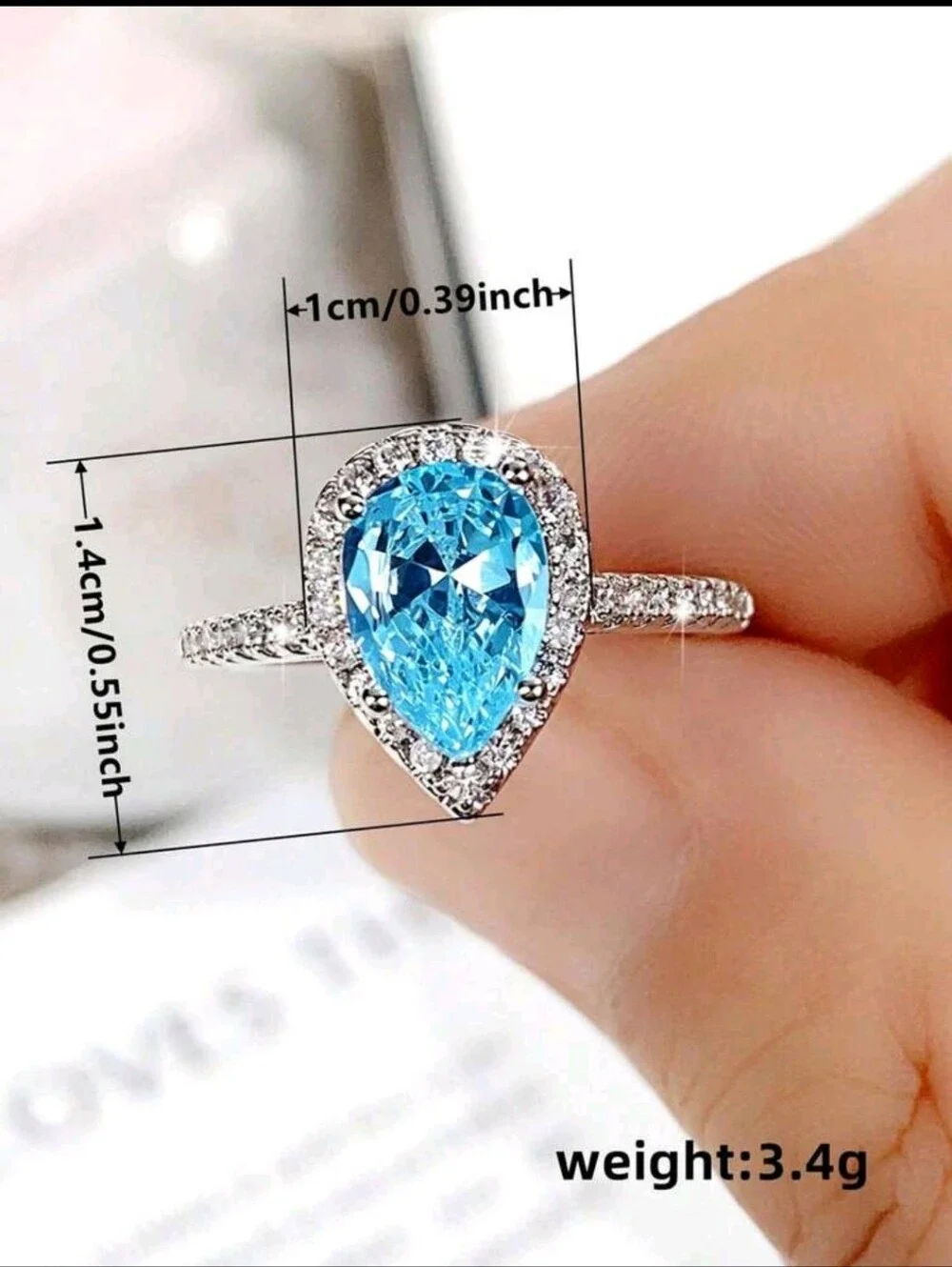 BRAND NEW ** Pear Shape Blue Halo Engagement Ring